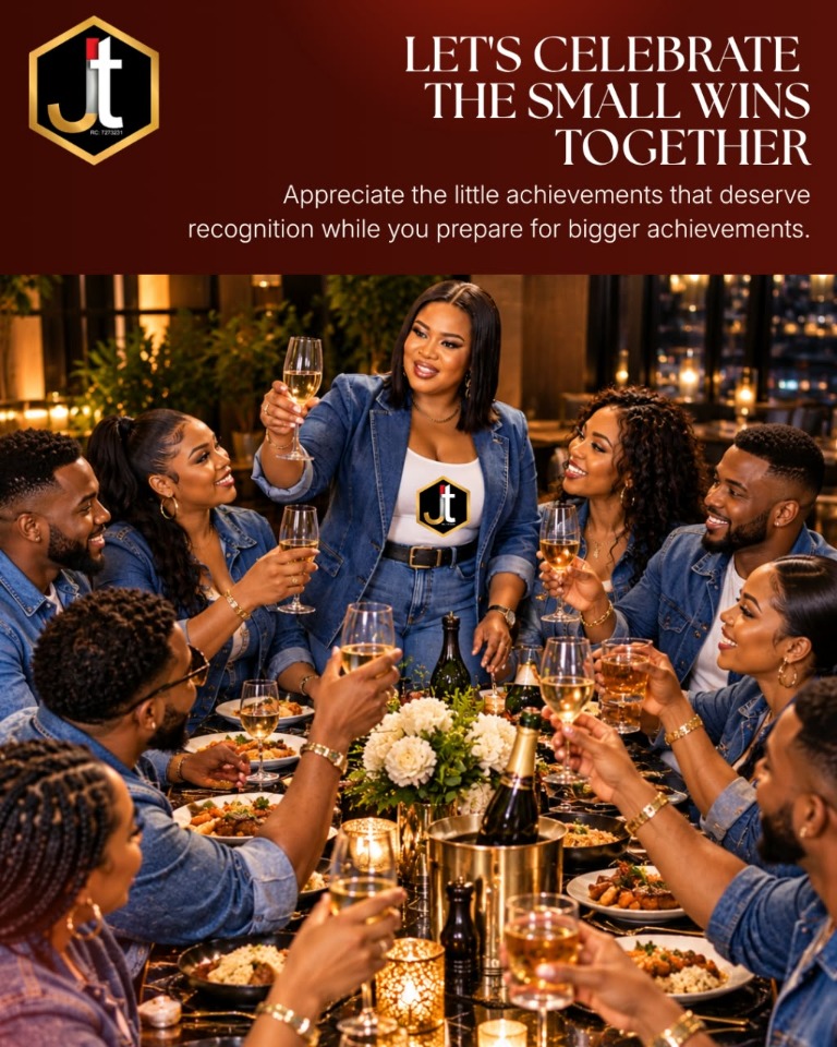 Event poster celebrating small wins together with the JIT Team 1000 community.